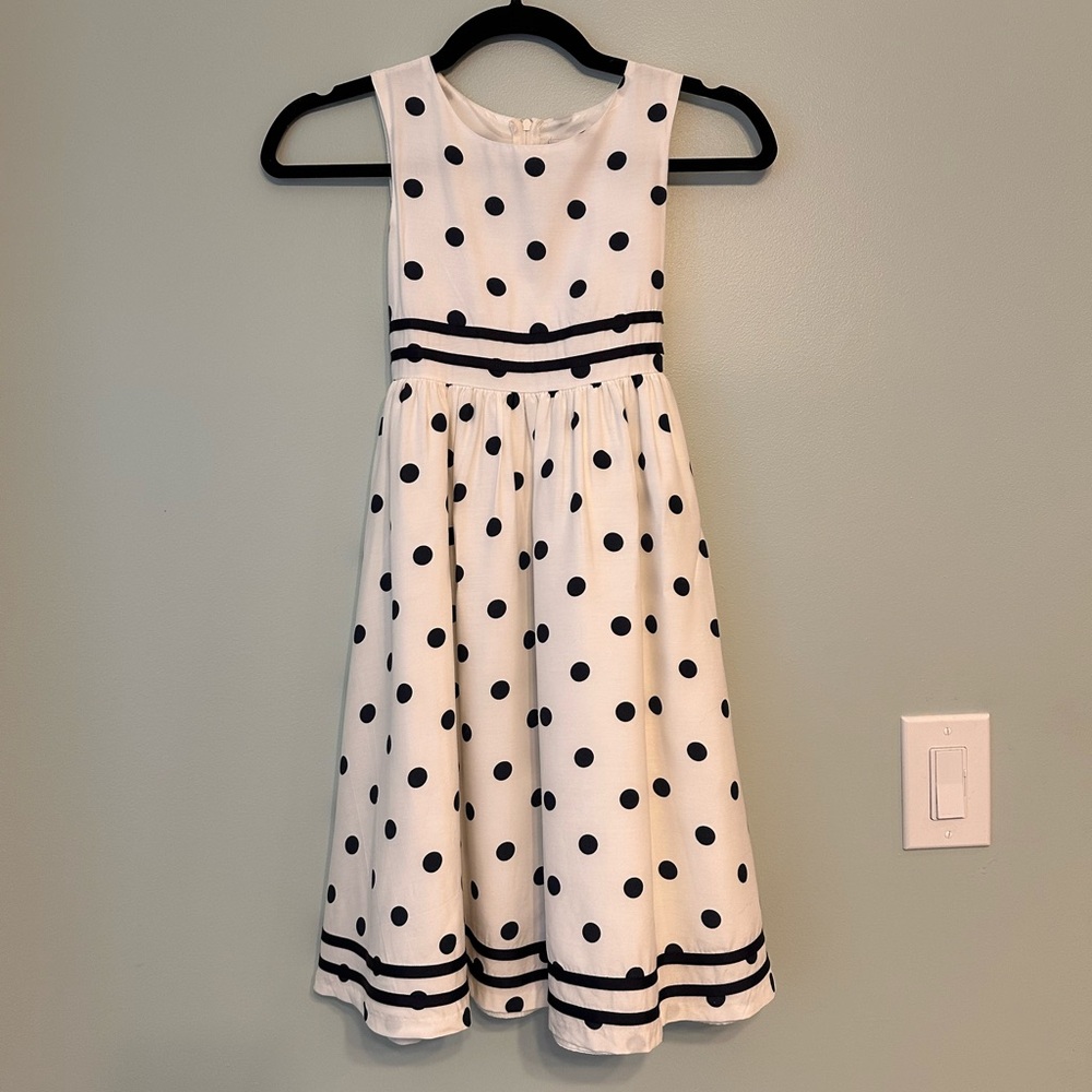 Rare Editions Girls White & Black  Polka Dot Dress 6X